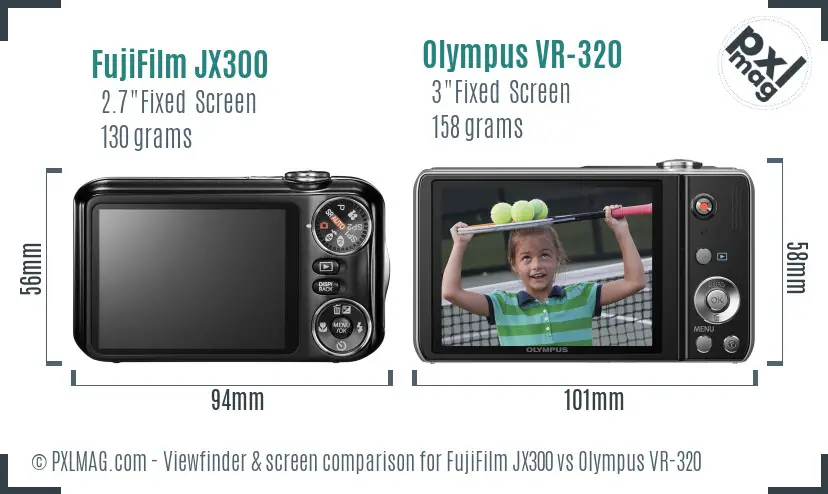 FujiFilm JX300 vs Olympus VR-320 Screen and Viewfinder comparison