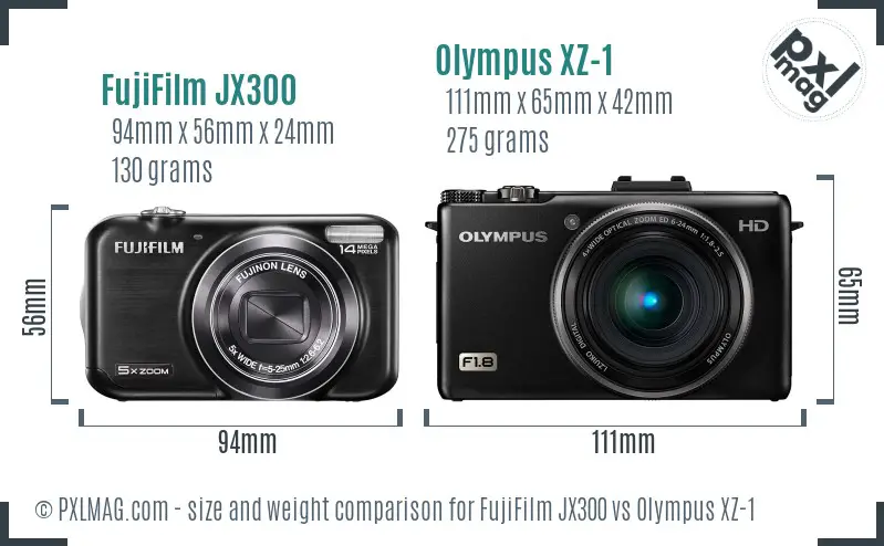 FujiFilm JX300 vs Olympus XZ-1 size comparison FujiFilm JX300 vs Olympus XZ-1 size comparison
