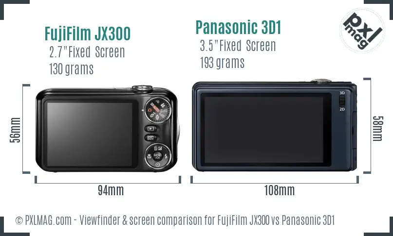 FujiFilm JX300 vs Panasonic 3D1 Screen and Viewfinder comparison