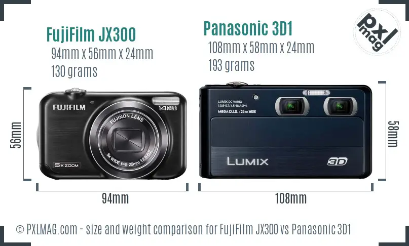 FujiFilm JX300 vs Panasonic 3D1 size comparison