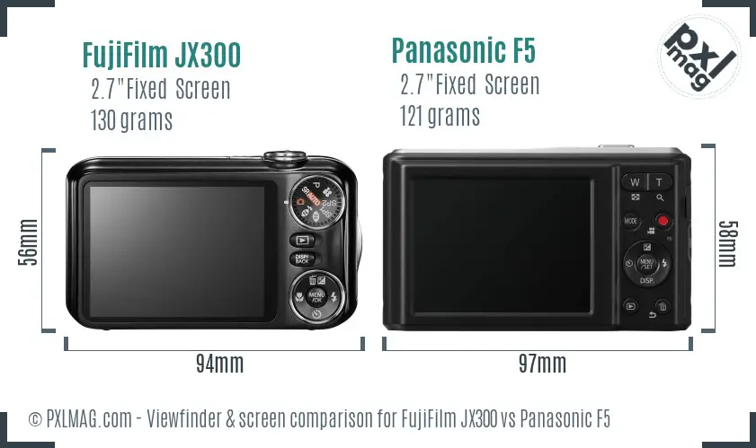 FujiFilm JX300 vs Panasonic F5 Screen and Viewfinder comparison