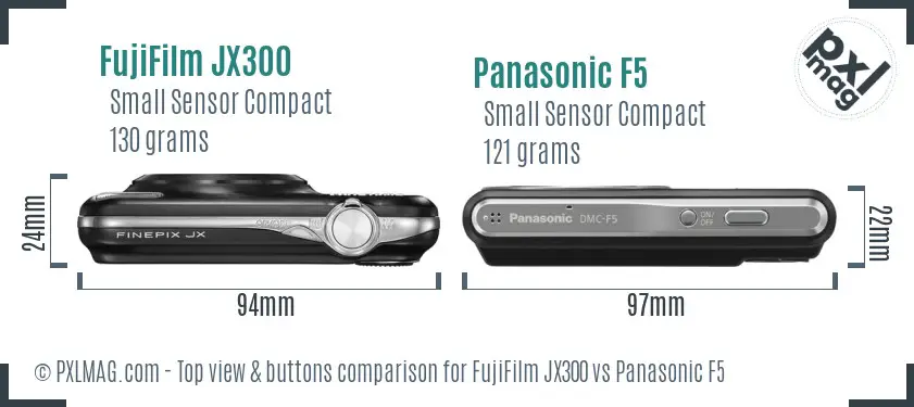 FujiFilm JX300 vs Panasonic F5 top view buttons comparison