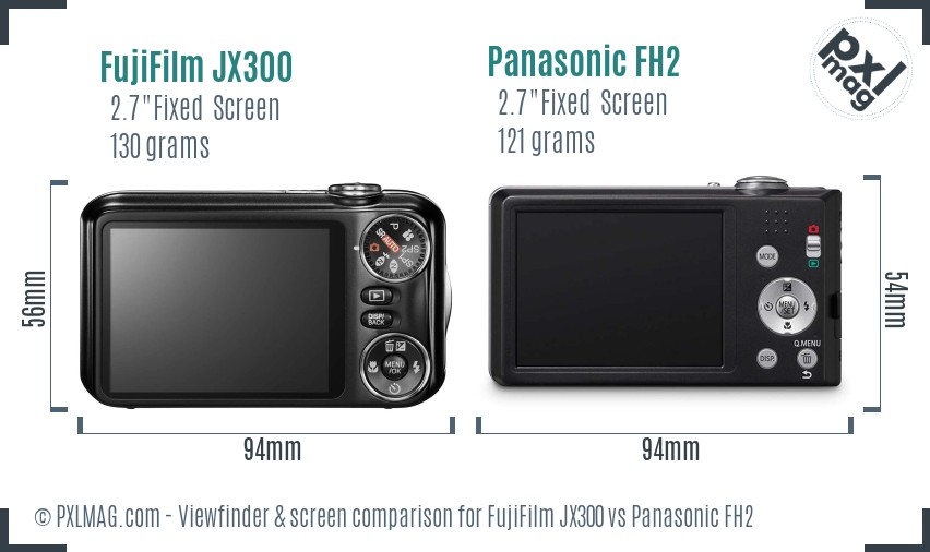 FujiFilm JX300 vs Panasonic FH2 Screen and Viewfinder comparison