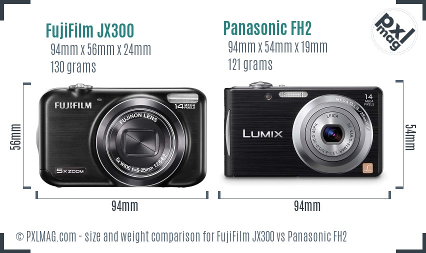 FujiFilm JX300 vs Panasonic FH2 size comparison