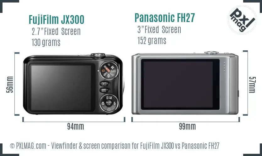 FujiFilm JX300 vs Panasonic FH27 Screen and Viewfinder comparison