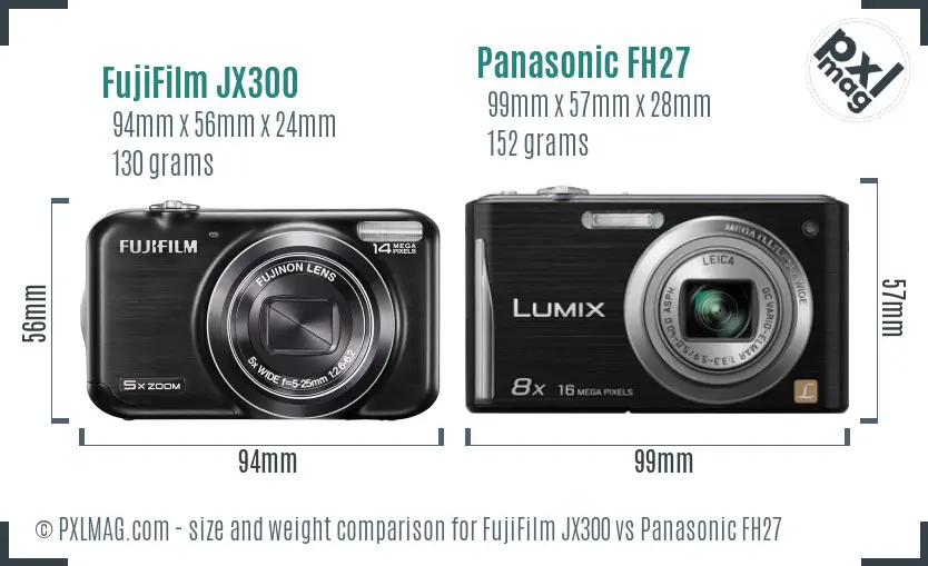 FujiFilm JX300 vs Panasonic FH27 size comparison