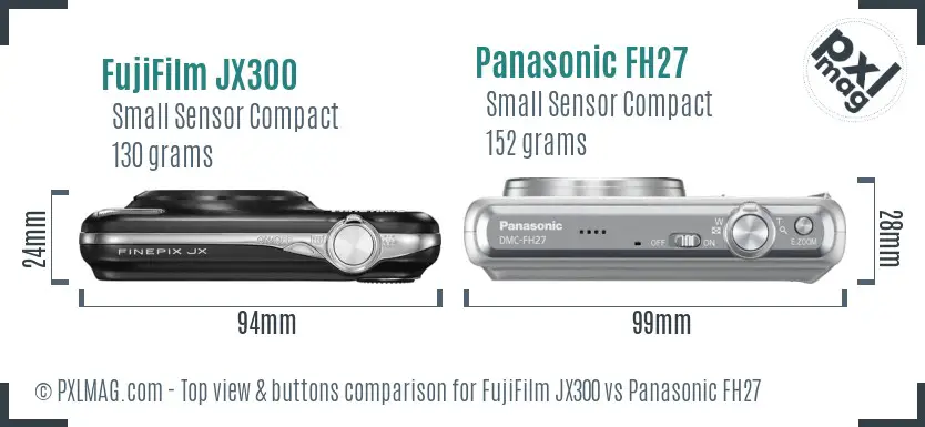 FujiFilm JX300 vs Panasonic FH27 top view buttons comparison