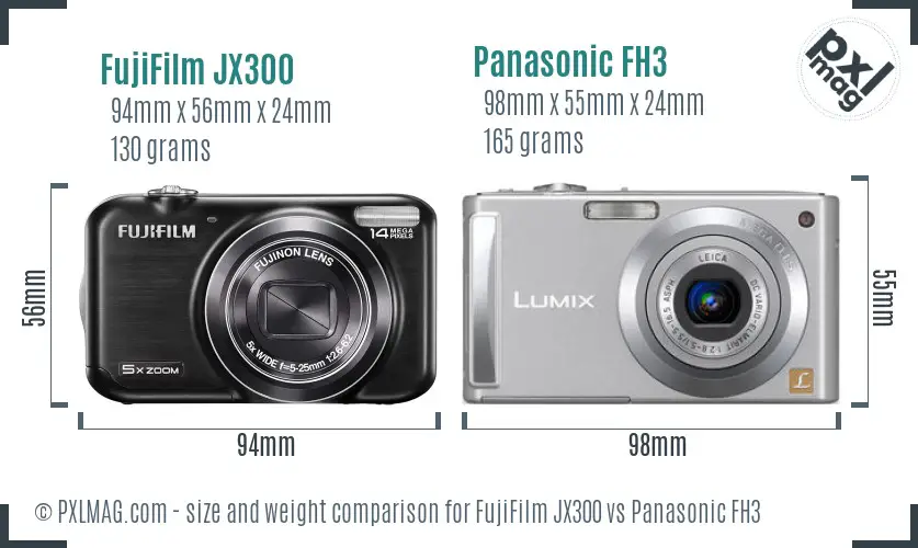 FujiFilm JX300 vs Panasonic FH3 size comparison