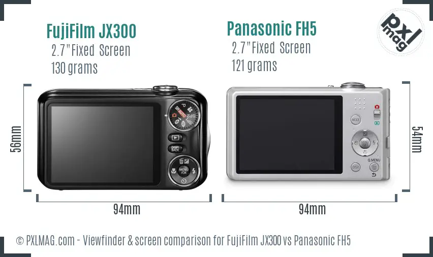 FujiFilm JX300 vs Panasonic FH5 Screen and Viewfinder comparison
