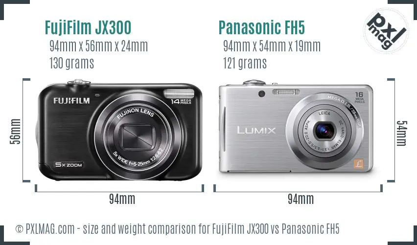 FujiFilm JX300 vs Panasonic FH5 size comparison