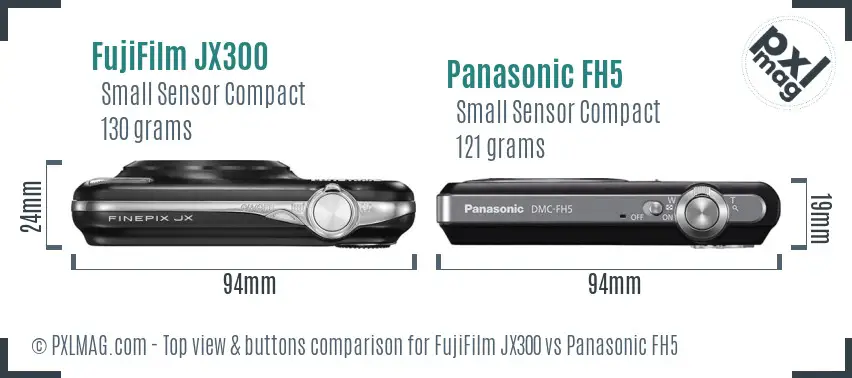 FujiFilm JX300 vs Panasonic FH5 top view buttons comparison