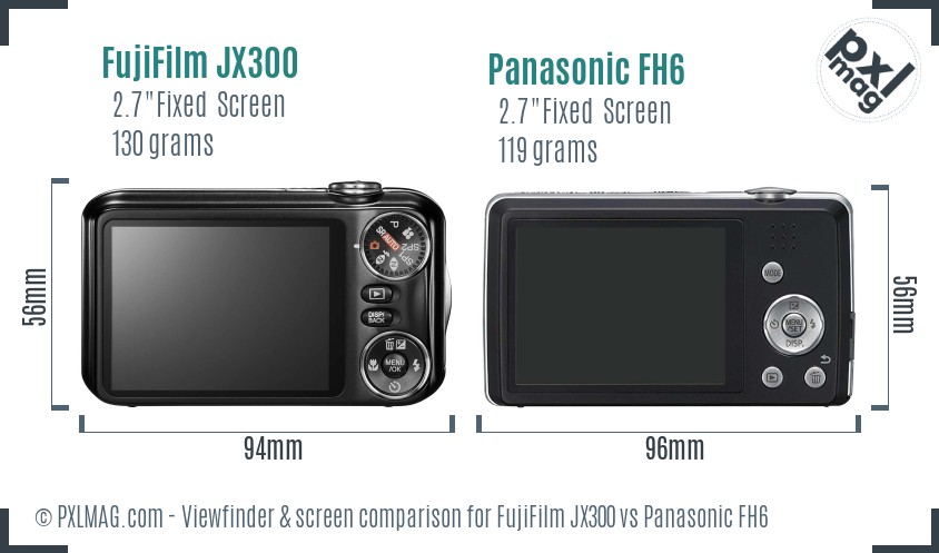 FujiFilm JX300 vs Panasonic FH6 Screen and Viewfinder comparison