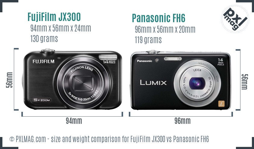 FujiFilm JX300 vs Panasonic FH6 size comparison