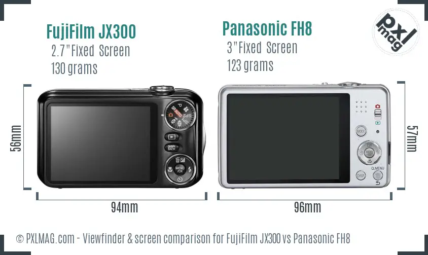 FujiFilm JX300 vs Panasonic FH8 Screen and Viewfinder comparison