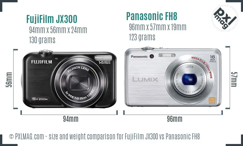 FujiFilm JX300 vs Panasonic FH8 size comparison