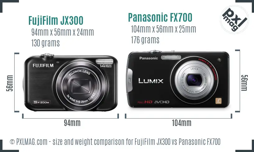 FujiFilm JX300 vs Panasonic FX700 size comparison