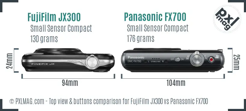 FujiFilm JX300 vs Panasonic FX700 top view buttons comparison