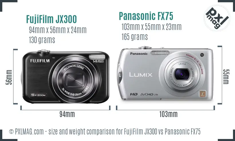 FujiFilm JX300 vs Panasonic FX75 size comparison FujiFilm JX300 vs Panasonic FX75 size comparison