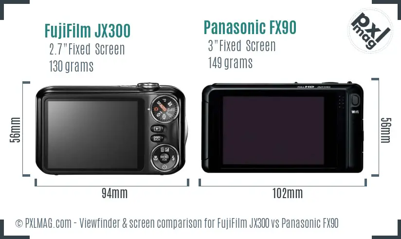 FujiFilm JX300 vs Panasonic FX90 Screen and Viewfinder comparison FujiFilm JX300 vs Panasonic FX90 Screen and Viewfinder comparison