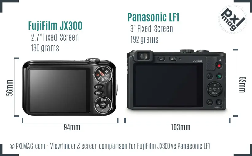 FujiFilm JX300 vs Panasonic LF1 Screen and Viewfinder comparison
