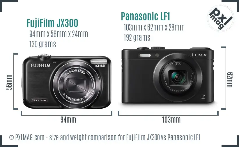 FujiFilm JX300 vs Panasonic LF1 size comparison