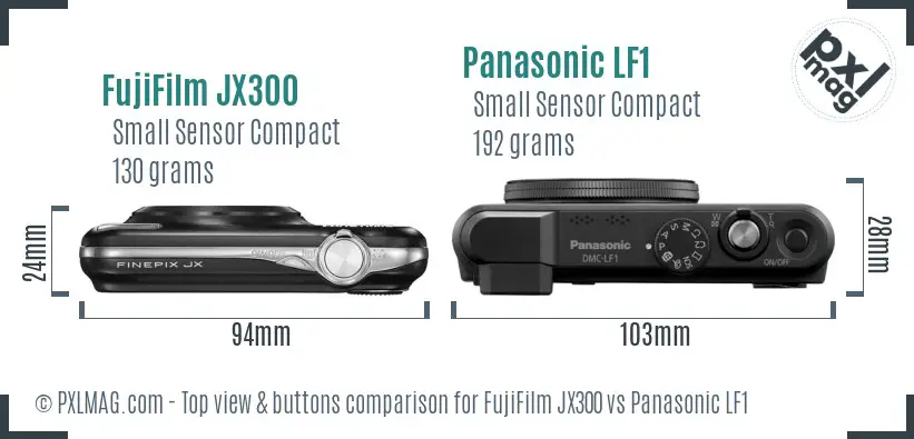 FujiFilm JX300 vs Panasonic LF1 top view buttons comparison