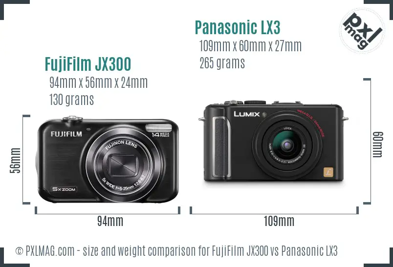 FujiFilm JX300 vs Panasonic LX3 size comparison