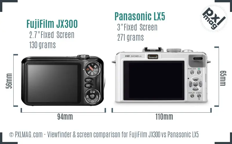 FujiFilm JX300 vs Panasonic LX5 Screen and Viewfinder comparison FujiFilm JX300 vs Panasonic LX5 Screen and Viewfinder comparison