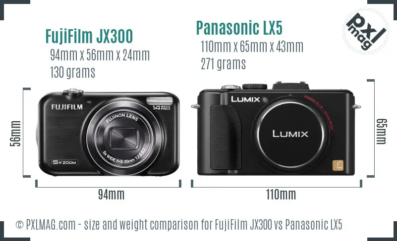 FujiFilm JX300 vs Panasonic LX5 size comparison FujiFilm JX300 vs Panasonic LX5 size comparison