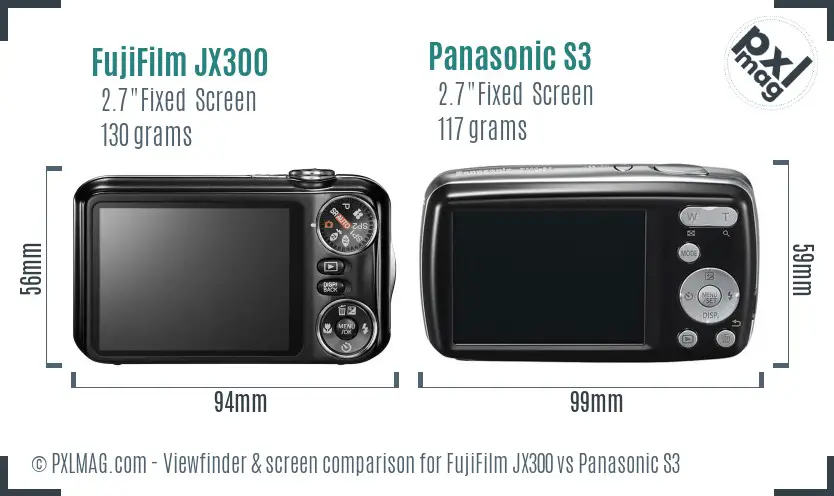 FujiFilm JX300 vs Panasonic S3 Screen and Viewfinder comparison