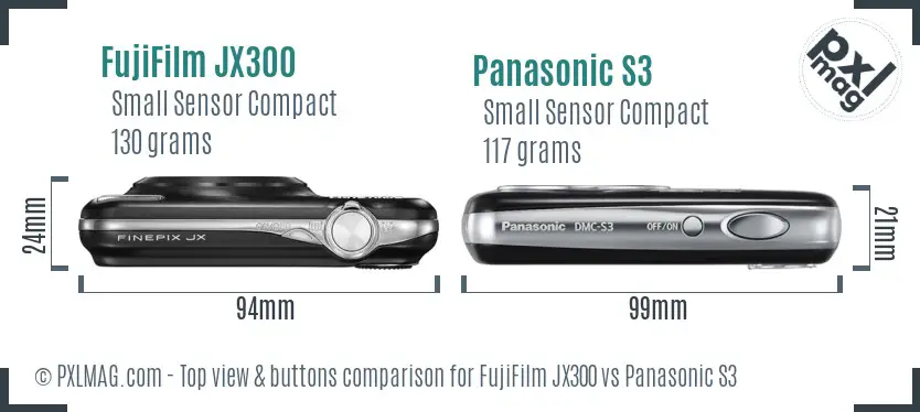 FujiFilm JX300 vs Panasonic S3 top view buttons comparison
