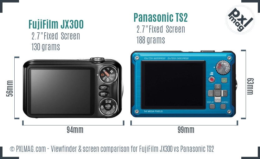 FujiFilm JX300 vs Panasonic TS2 Screen and Viewfinder comparison
