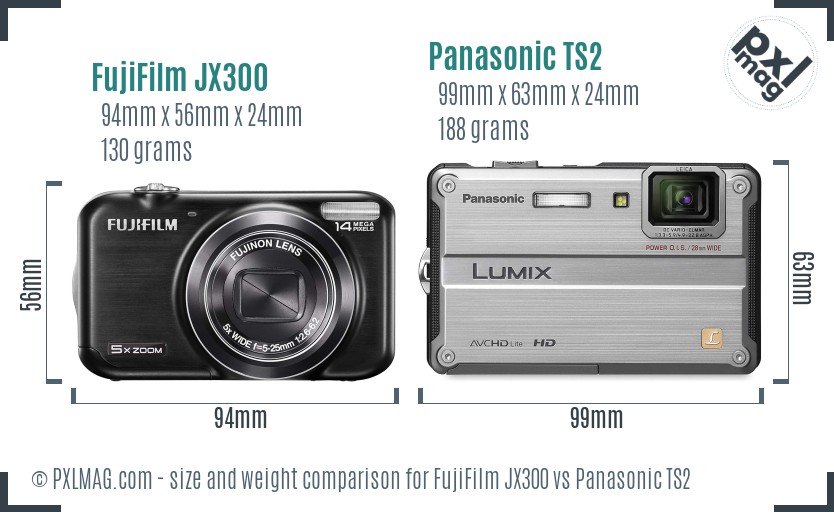 FujiFilm JX300 vs Panasonic TS2 size comparison