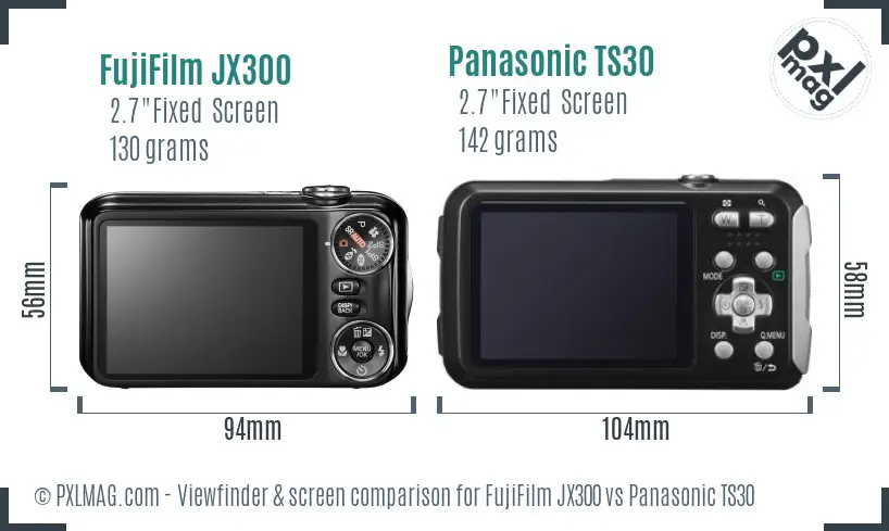 FujiFilm JX300 vs Panasonic TS30 Screen and Viewfinder comparison