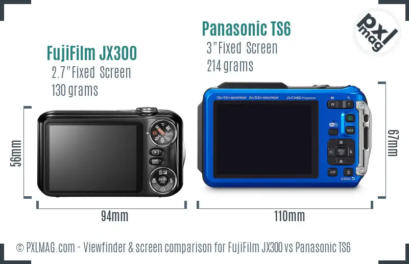 FujiFilm JX300 vs Panasonic TS6 Screen and Viewfinder comparison