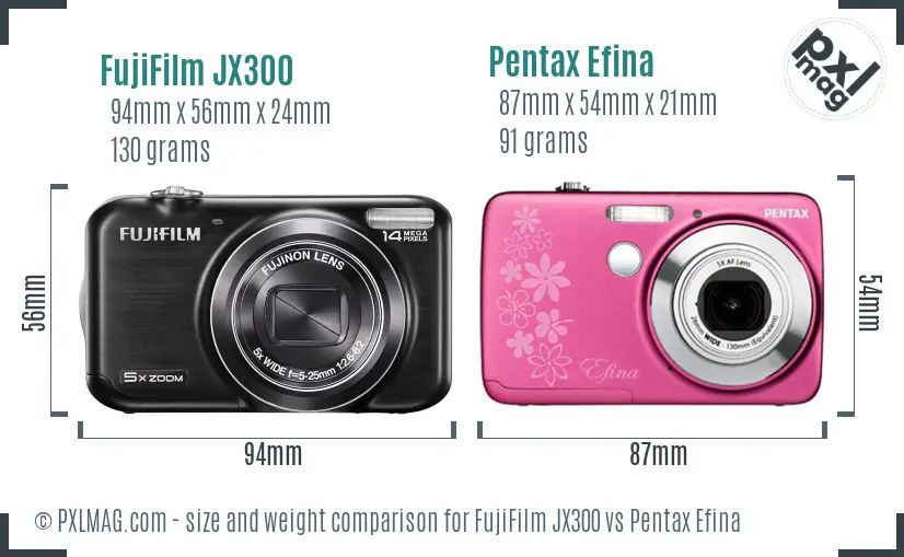 FujiFilm JX300 vs Pentax Efina size comparison