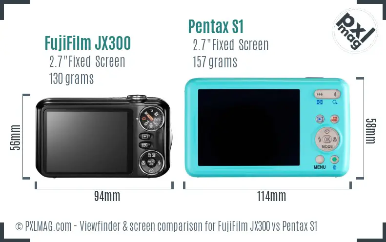 FujiFilm JX300 vs Pentax S1 Screen and Viewfinder comparison