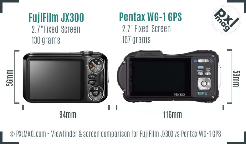 FujiFilm JX300 vs Pentax WG-1 GPS Screen and Viewfinder comparison