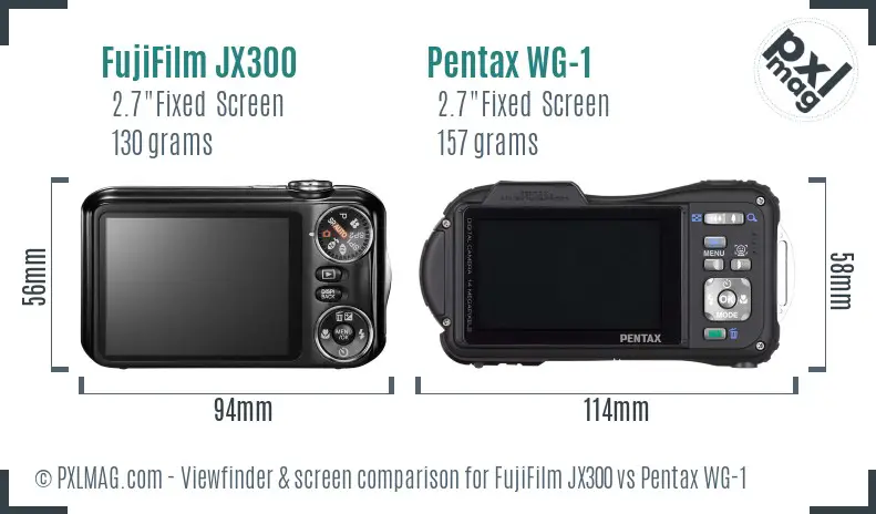 FujiFilm JX300 vs Pentax WG-1 Screen and Viewfinder comparison