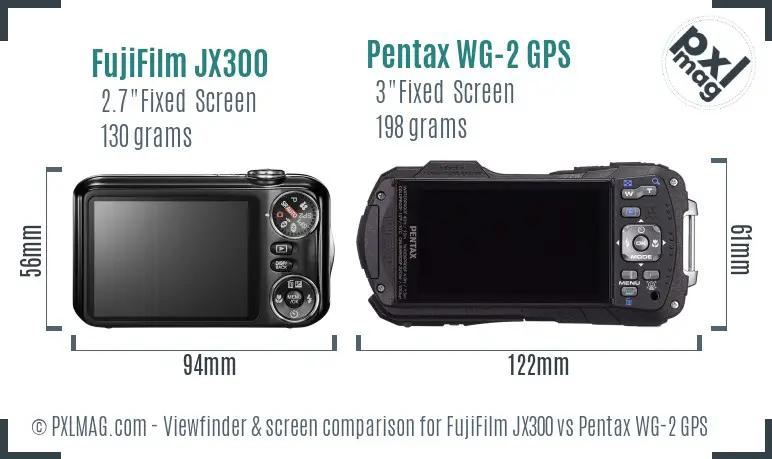 FujiFilm JX300 vs Pentax WG-2 GPS Screen and Viewfinder comparison