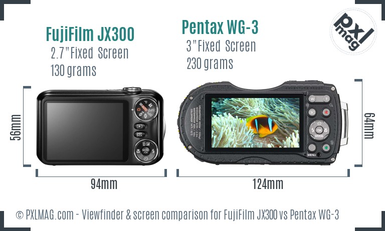 FujiFilm JX300 vs Pentax WG-3 Screen and Viewfinder comparison