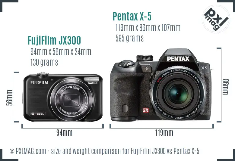 FujiFilm JX300 vs Pentax X-5 size comparison FujiFilm JX300 vs Pentax X-5 size comparison