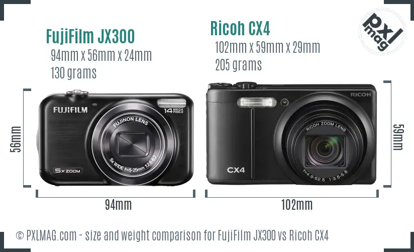 FujiFilm JX300 vs Ricoh CX4 size comparison FujiFilm JX300 vs Ricoh CX4 size comparison