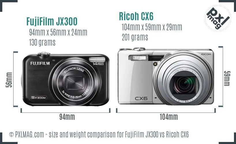 FujiFilm JX300 vs Ricoh CX6 size comparison FujiFilm JX300 vs Ricoh CX6 size comparison