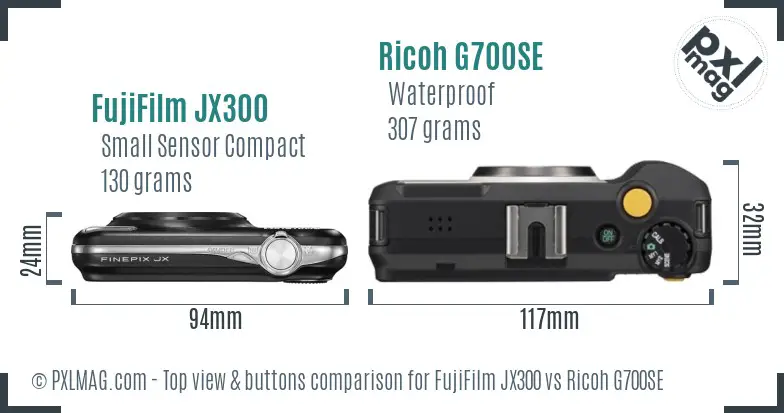 FujiFilm JX300 vs Ricoh G700SE top view buttons comparison