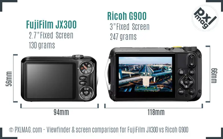 FujiFilm JX300 vs Ricoh G900 Screen and Viewfinder comparison FujiFilm JX300 vs Ricoh G900 Screen and Viewfinder comparison