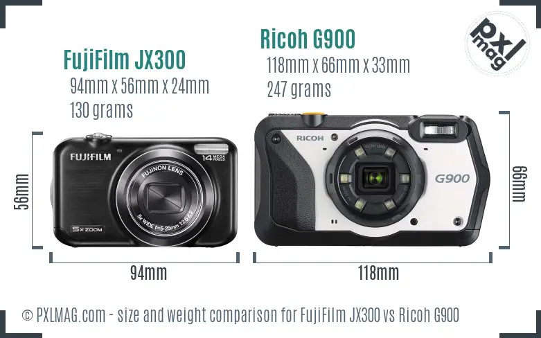 FujiFilm JX300 vs Ricoh G900 size comparison FujiFilm JX300 vs Ricoh G900 size comparison