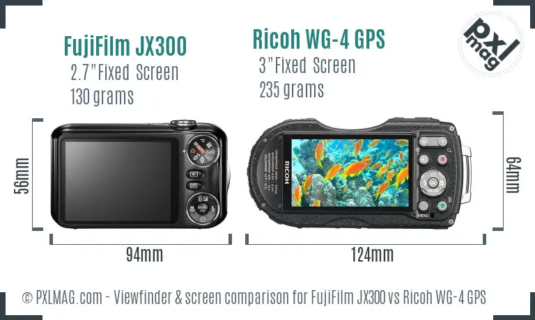 FujiFilm JX300 vs Ricoh WG-4 GPS Screen and Viewfinder comparison FujiFilm JX300 vs Ricoh WG-4 GPS Screen and Viewfinder comparison