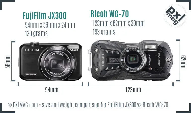 FujiFilm JX300 vs Ricoh WG-70 size comparison FujiFilm JX300 vs Ricoh WG-70 size comparison