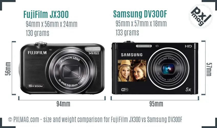 FujiFilm JX300 vs Samsung DV300F size comparison FujiFilm JX300 vs Samsung DV300F size comparison